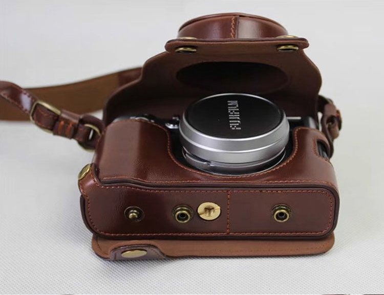 Bottom Opening Version Protective PU Leather Half Camera Case Bag for  Fujifilm x100f with Hand Strap Black : Electronics - Amazon.com